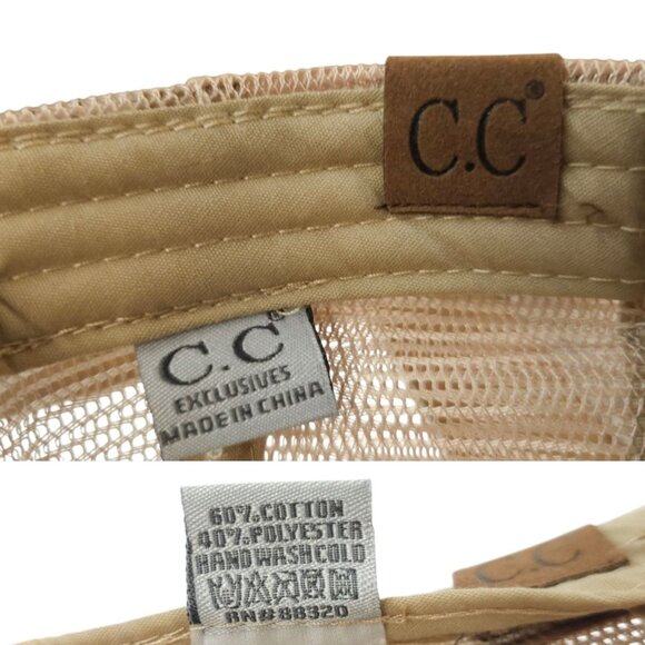 C C Exclusives Distressed Camo Ponytail Mesh Strapback Cap Baseball Hat - Picture 8 of 13